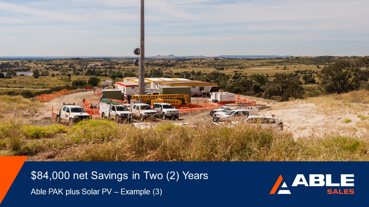 $84,000 net savings in 2 years with an Able PAK plus Solar PV – Example (3)